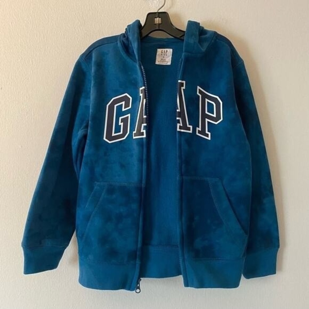 Gap Kids Hoodie Boys Small Tie Dye Full Zip Logo Sweatshirt Skater School - Picture 3 of 8